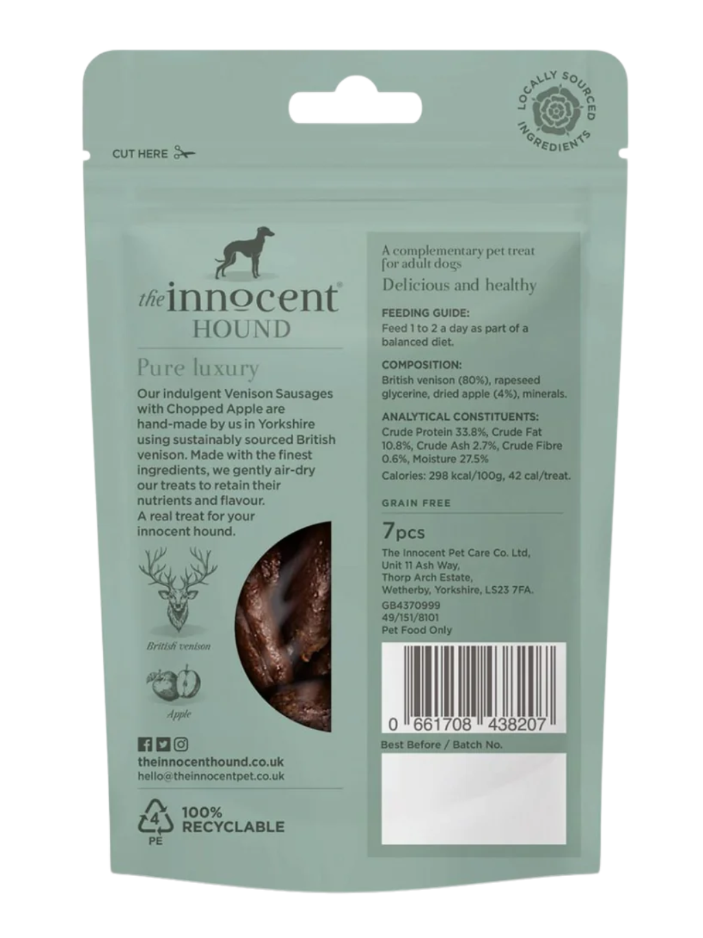 The Innocent Hound | 鹿肉蘋果香腸 狗狗風乾小食