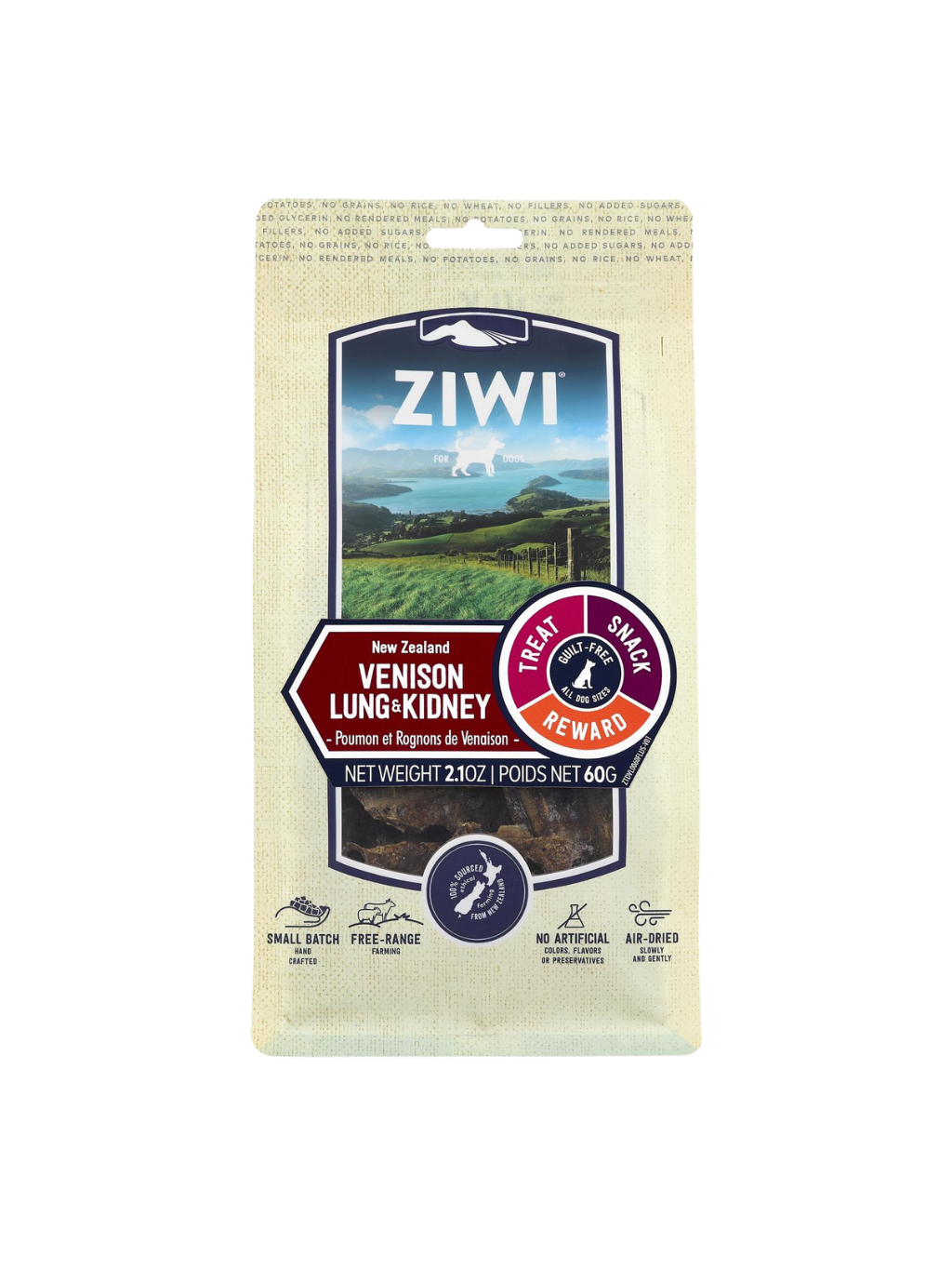 ZIWI Peak | ⾵乾潔⽛⻣系列 鹿肺及腎(60g)