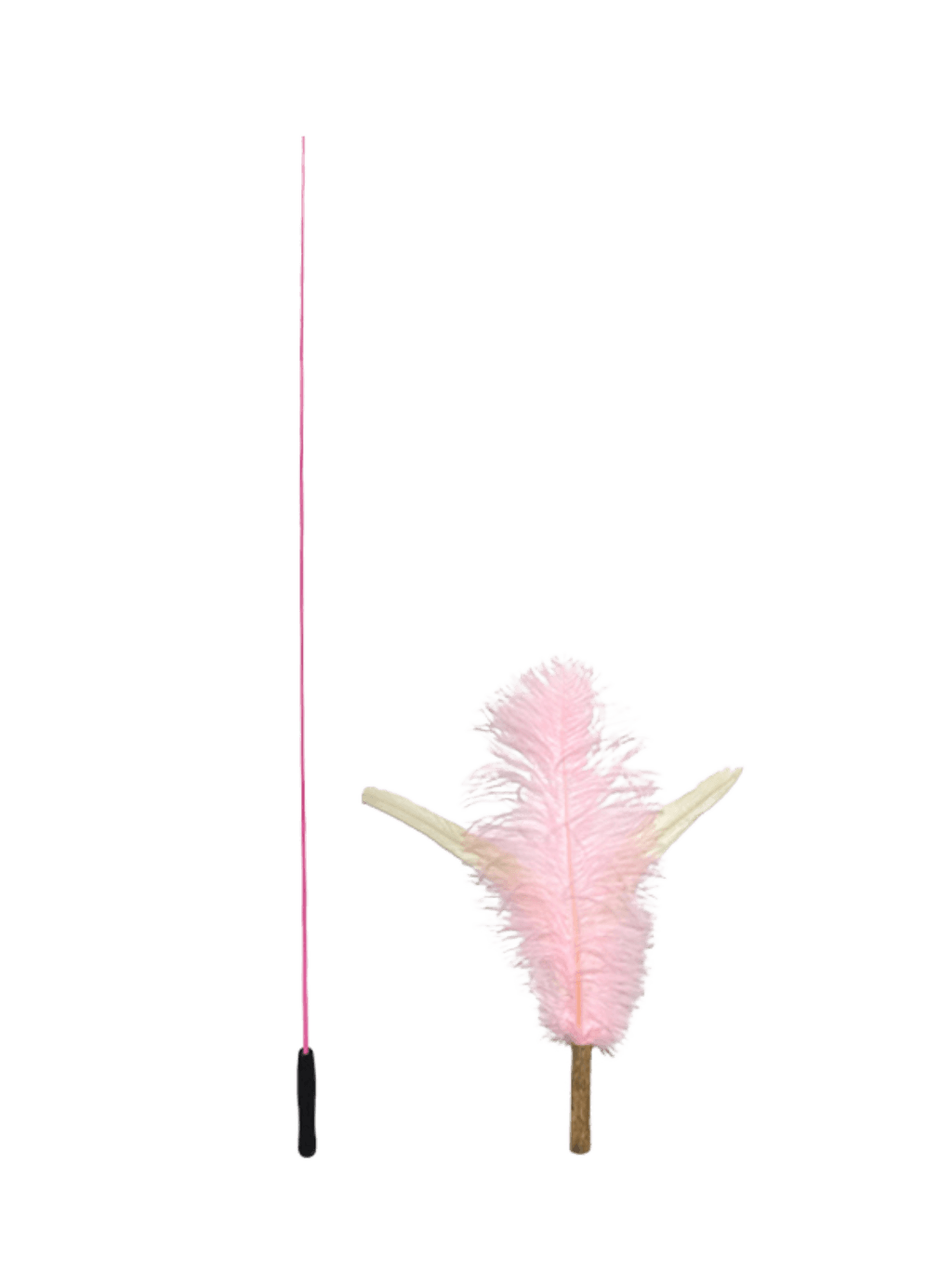 Catwant | 三叉粉紅鴕鳥羽毛 長逗貓棒 - RUFF & FETCH