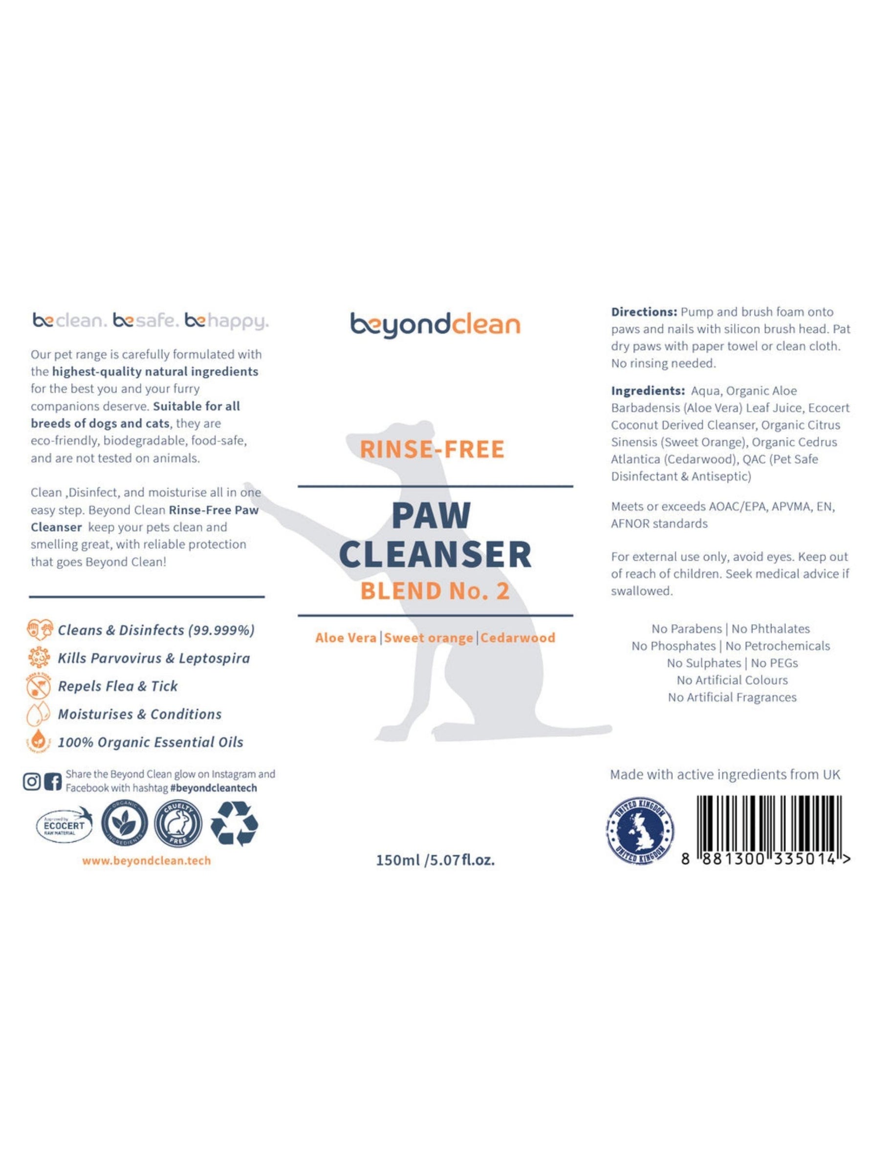 Beyond Clean | 新加坡寵物腳掌免沖洗消毒泡沫 150ml - RUFF & FETCH