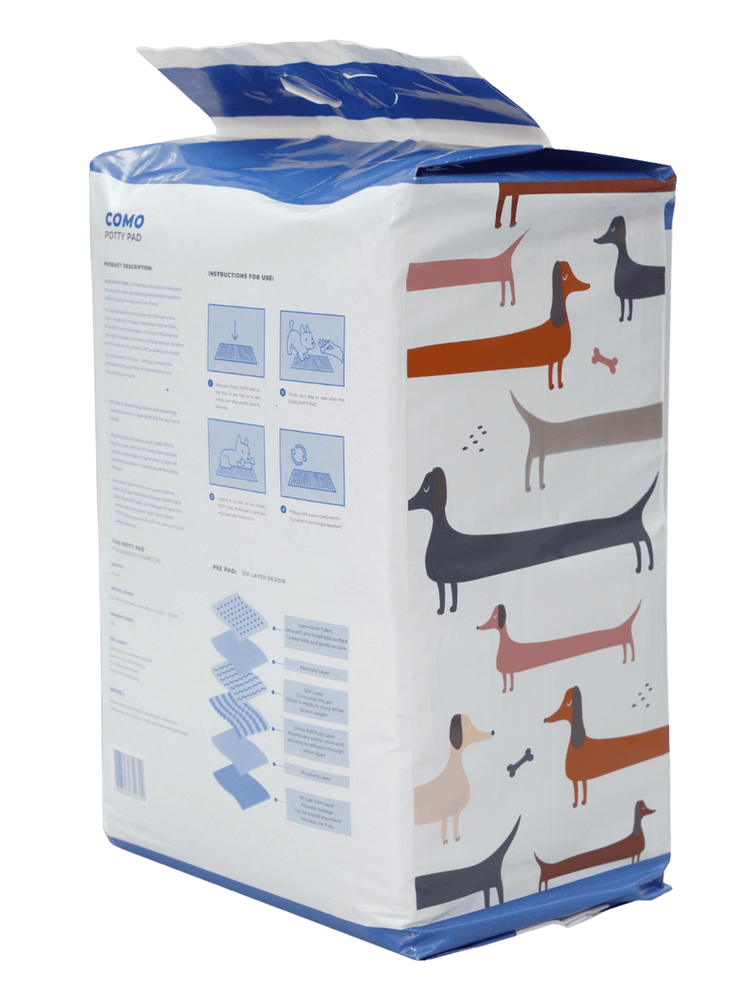 Como | Potty Pads 超強吸力毛孩竹碳尿墊 45*60cm 50pcs - RUFF & FETCH
