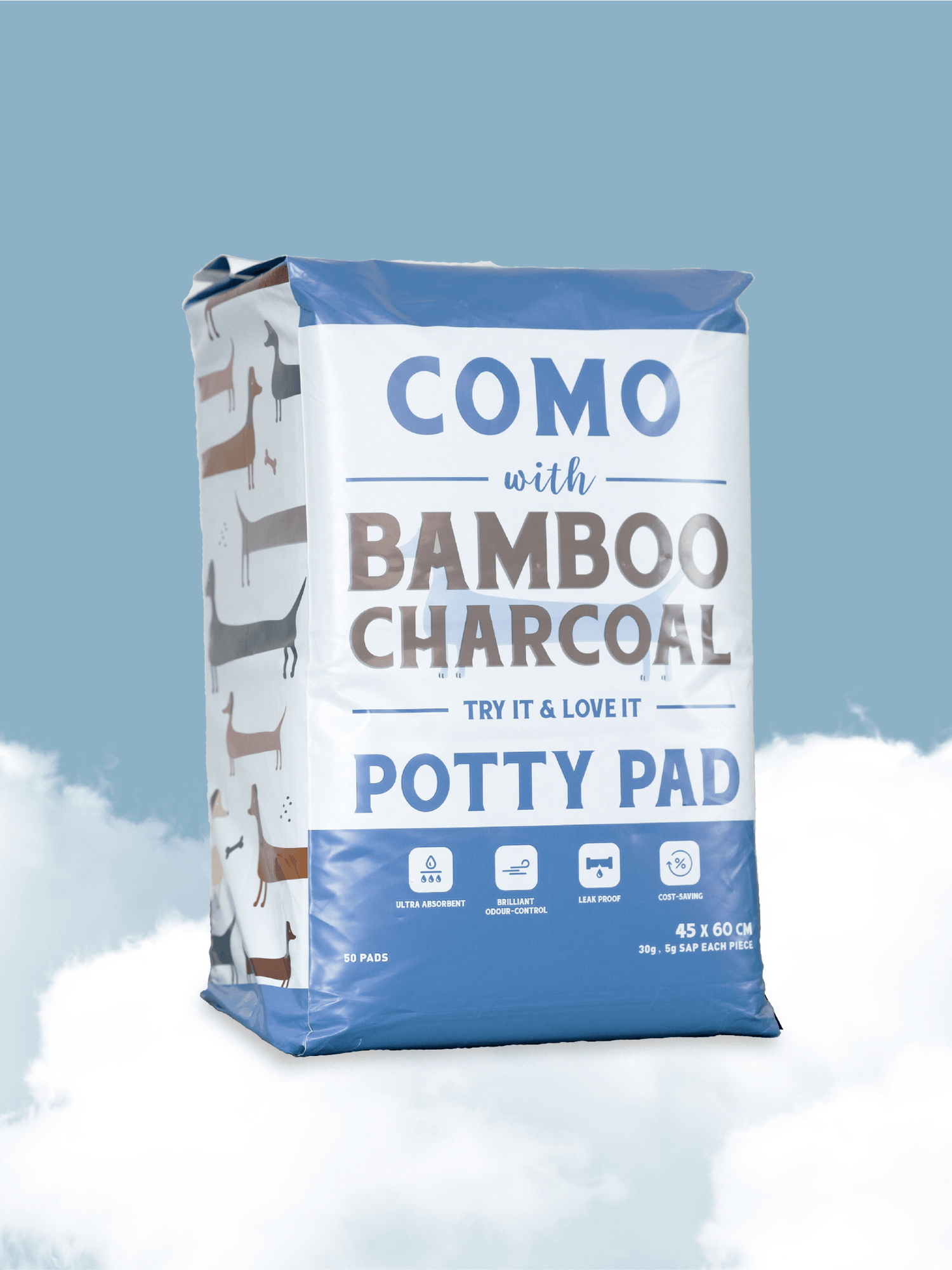 Como | Potty Pads 超強吸力毛孩竹碳尿墊 45*60cm 50pcs - RUFF & FETCH